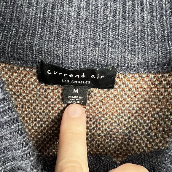 Current Air Anthropologie Sweater Jacquard Half Zip Denim Blue Multi Size Medium - Picture 9 of 10